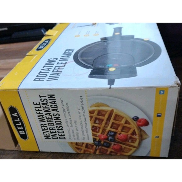 Bella Rotating Belgian Waffle Maker Stainless/Black - NIB Non Stick Pre-owned - Picture 4 of 8